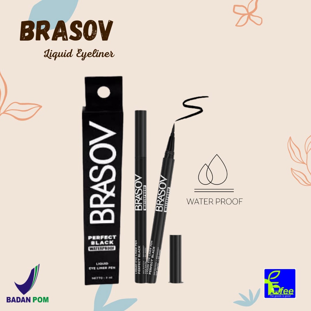 IMPORT -BRASOV (BPOM) Perfect Black Waterproof Liquid Eye Liner Pen 2mL | eyeliner