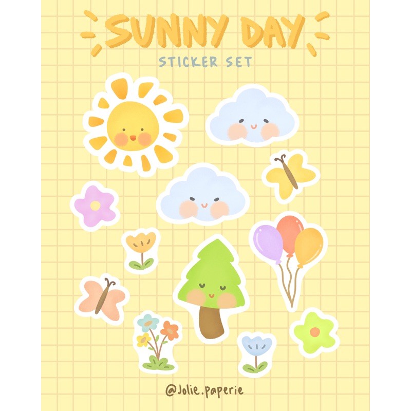 

SUNNY DAY STICKER SET / sticker jurnal / art sticker / sticker ilustrasi