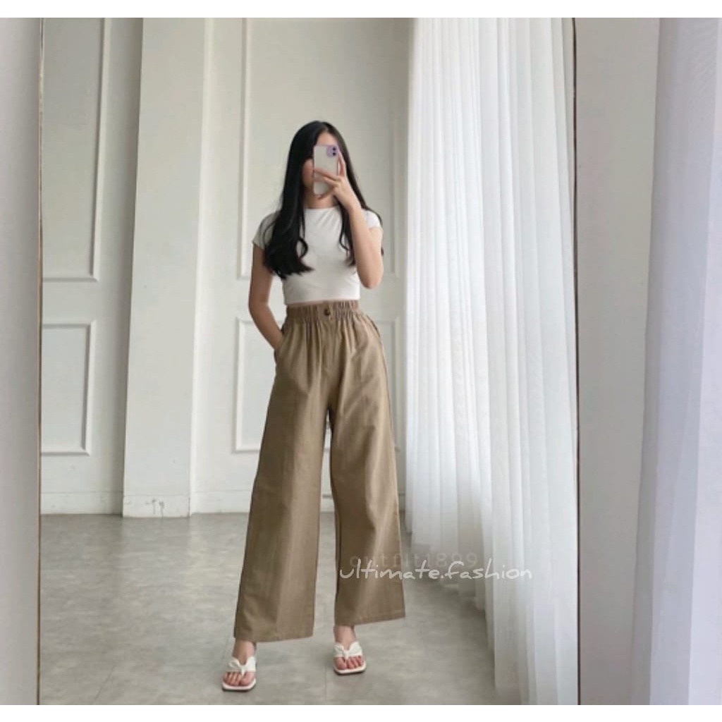 Kulot Linen Angel Premium Celana Basic Wanita 8288 INDY PANTS