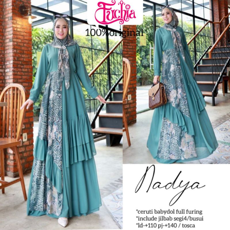 GAMIS Wanita - Free Jilbab - Nadya Dress by Fuchia