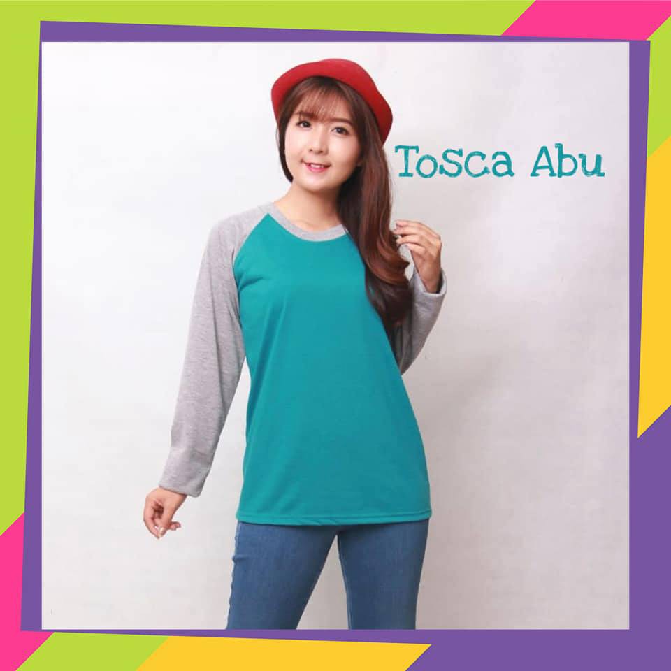 Kaos raglan cewek HIJAU TOSCA / raglan polos hijab /  kaos raglan wanita panjang / winstar polos /KA