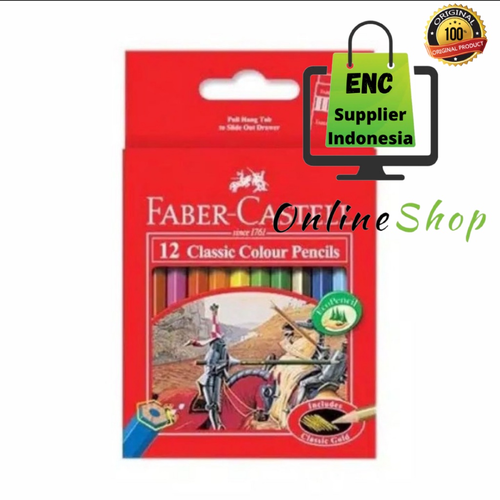 

faber castell 12w pensil 12 warna pendek half classic fabercastell per set - enc.sup