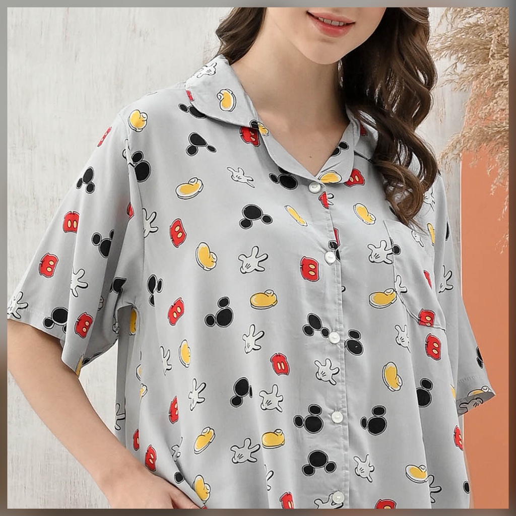 Kalla set - Sleepwear / Piyama Baju Tidur Rayon by RAHA Sleepwear-Mickey