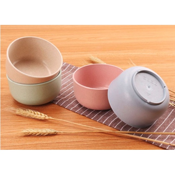 SB168 Mangkok Set 4 Pcs Mangkuk Makan Wheat Straw  Bowl Warna Warni Set