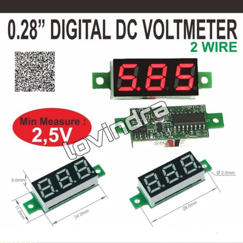 Voltmeter Digital Micro 2.5-30V DC 0.28Inch 0.28 inch merah red