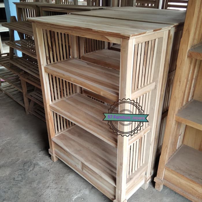 Rak/ tempat untuk sepatu/ sandal/ tas kayu jati mentahan