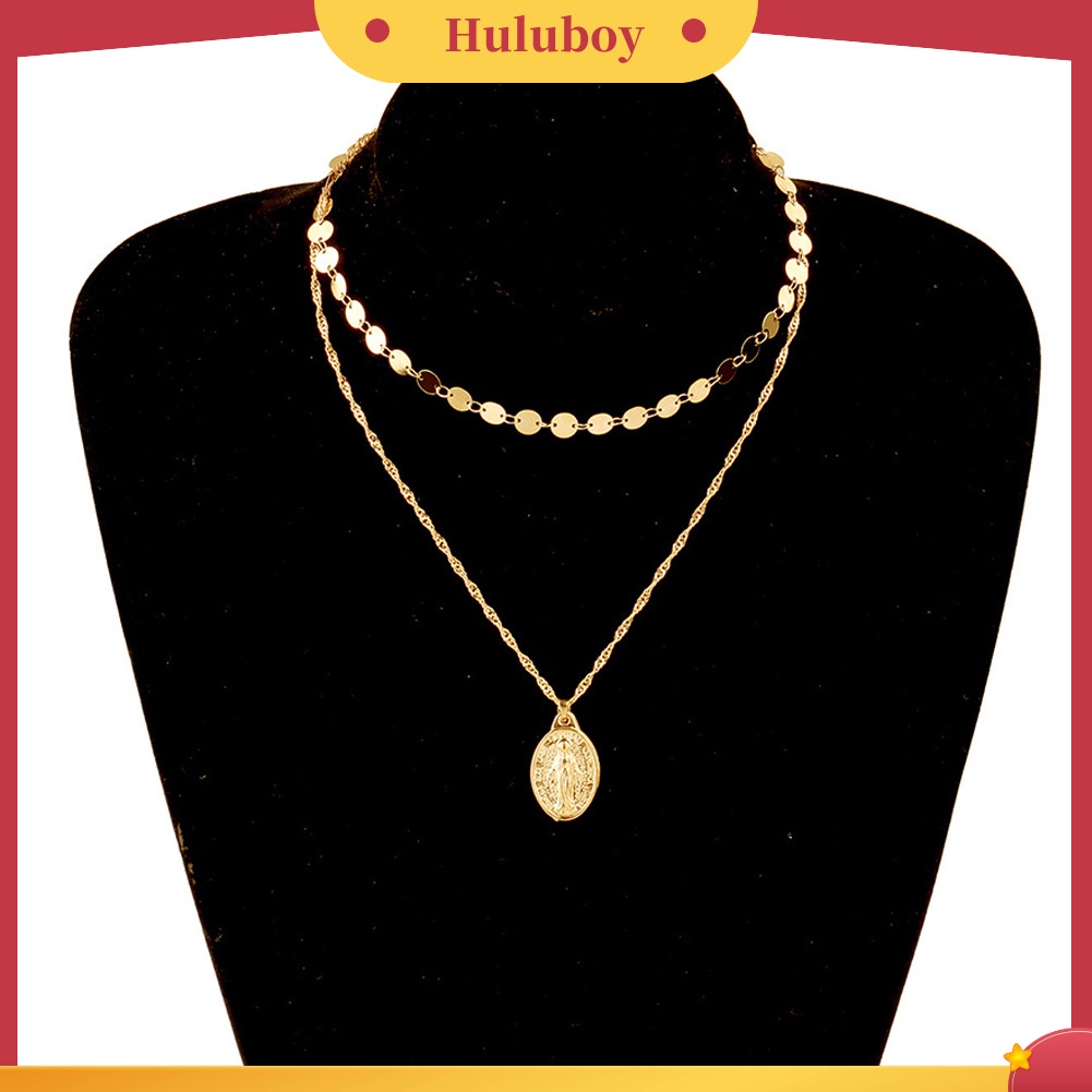 Hu Hu Hu Hu Hu Alat Bantu Pasang Kacamata♡ Kalung Rantai Liontin Bulat Dua Lapis Adjustable Untuk Wanita