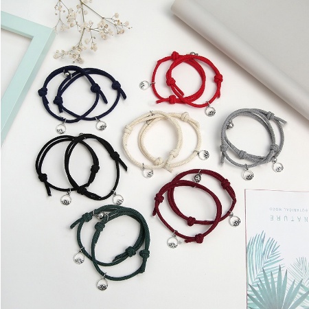 UG 2pcs / 1Pasang Gelang Magnet Couple Gelang Tali Couple Magnet Attract Persahabatan Bracelets Wanita