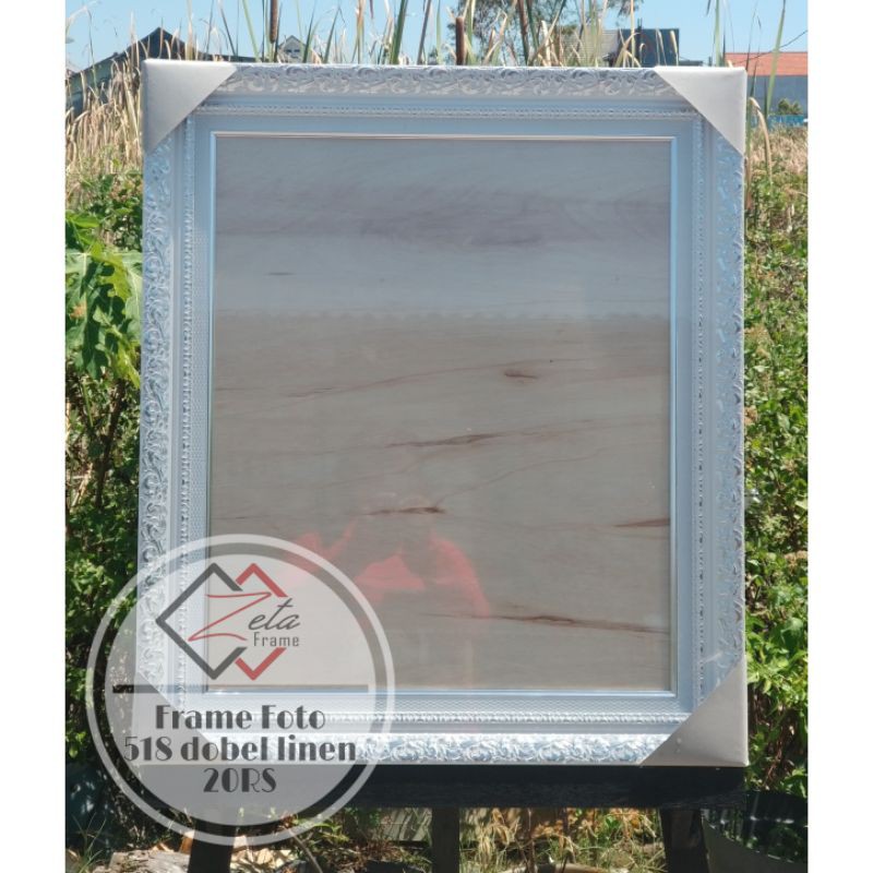 Pigura foto tipe 518 dobel frame - pigura foto ukir putih uk. 50x60cm (20R) dan uk. 50x70 (20RS)