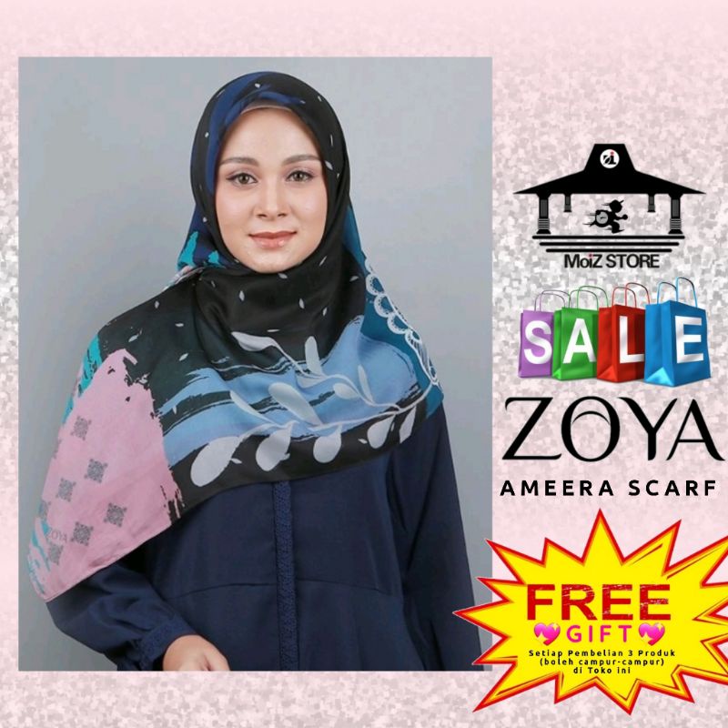 Zoya Ameera Jilbab Hijab Scraf Kerudung Krudung Krudungan Kerudungan Motif Segi Empat Segiempat Segi