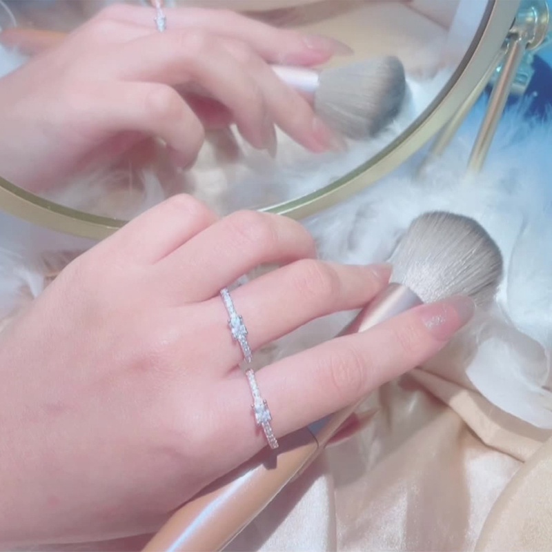 Cincin 925 Sterling Silver Bentuk Bulat Aksen Zircon Gaya Klasik Untuk Wanita