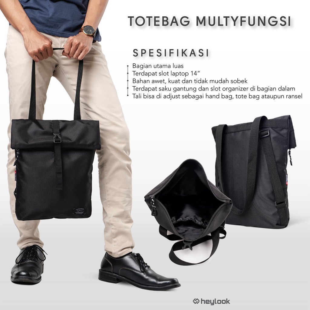 (BISA COD) Tote Bag Ransel Polar Black Edition Totebag Travel Cordura Tas Pria Wanita Unisex Tas Laptop Premium Tas Multifungsi Termurah