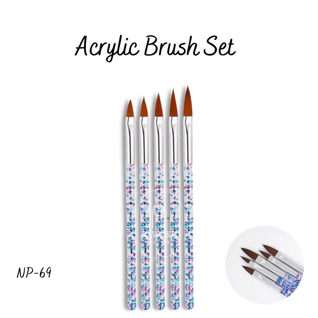 Brush Acry set 5 size-Bubbles Biru NP-69