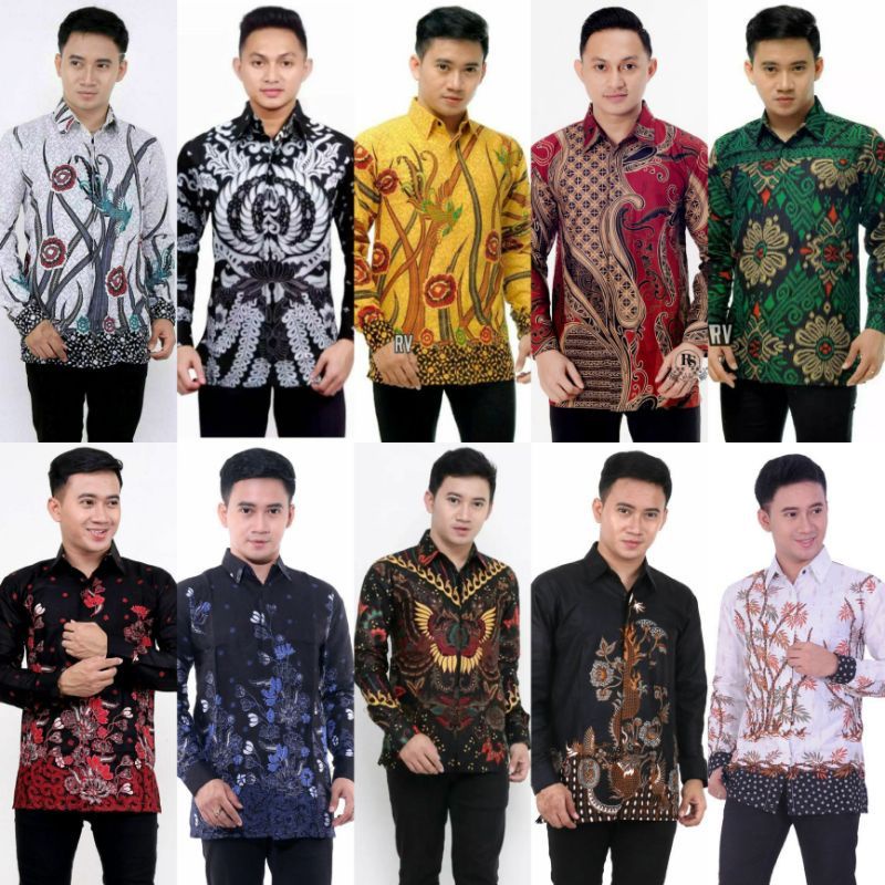 Batik Pria Lengan Panjang Premium BATIK AZMIL HRB026 motif KERATONAN Kode 002 size M L XL XXL