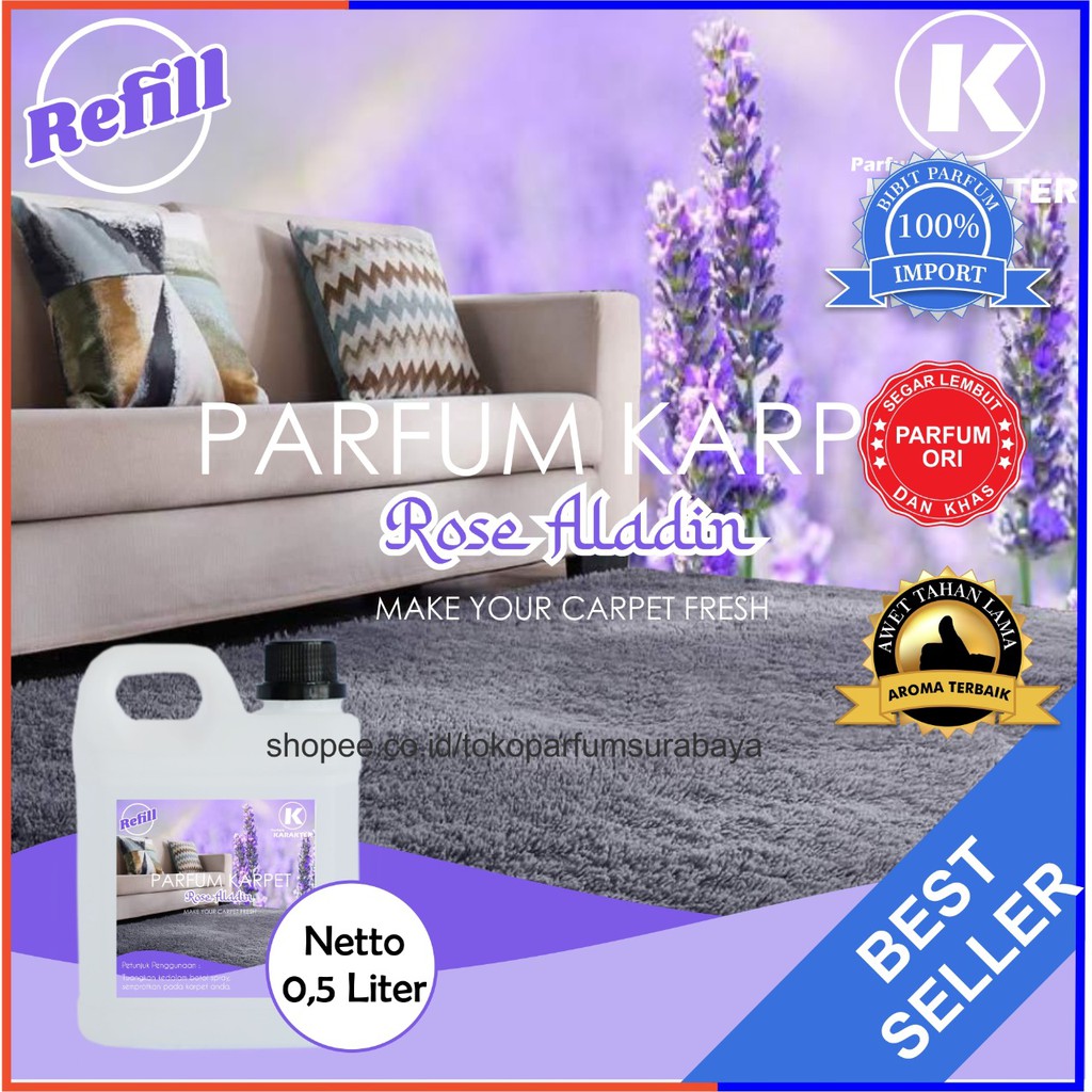 Parfum Karpet Aroma Aladin | Wangi Segar &amp; Tahan Lama | Kemasan Refil 0,5 Liter | Bisa Cod | Terlaris