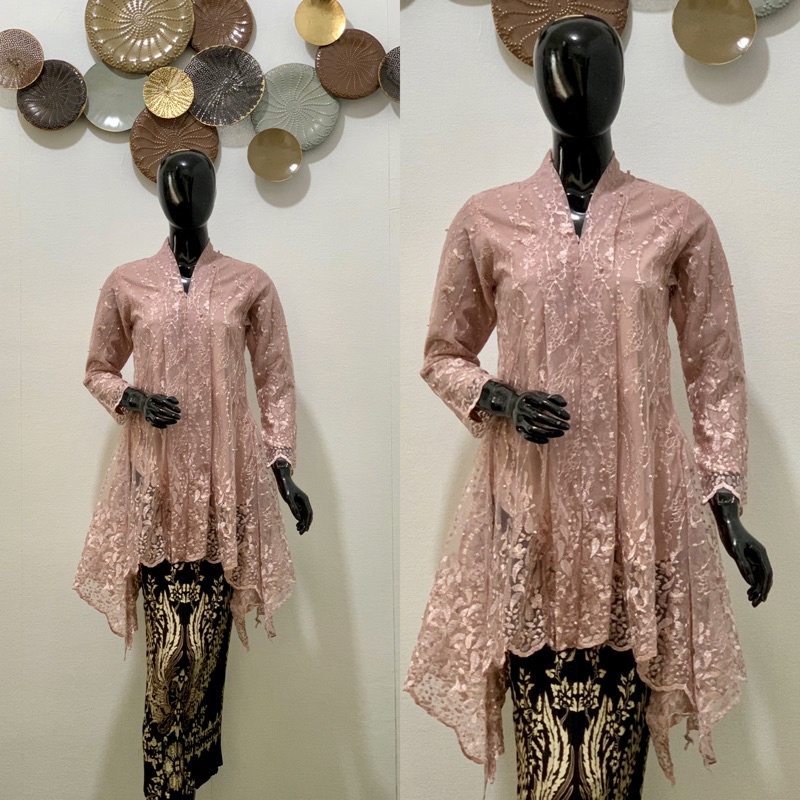 kebaya kartini TuLE waka / kebaya modern / Kebaya remaja / Kebaya ocean / Kebaya bali / Kebaya wisuda / Kebaya brukat-Rose gold