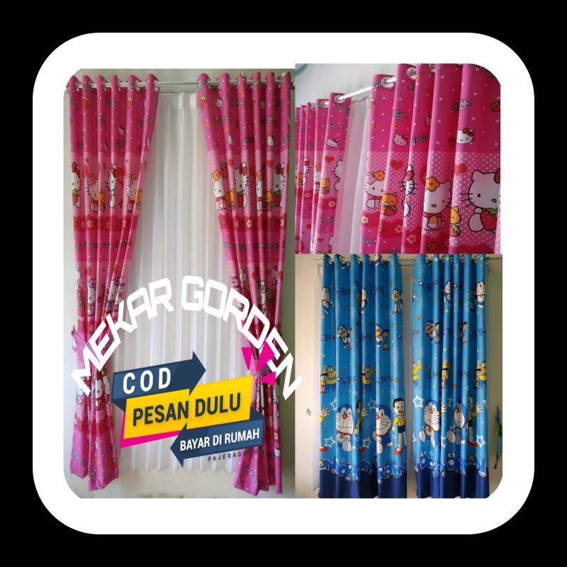 gorden jendela pintu karakter Doraemon HelloKitty panjang 2 meter tirai pintu kamar tidur Anak Murah