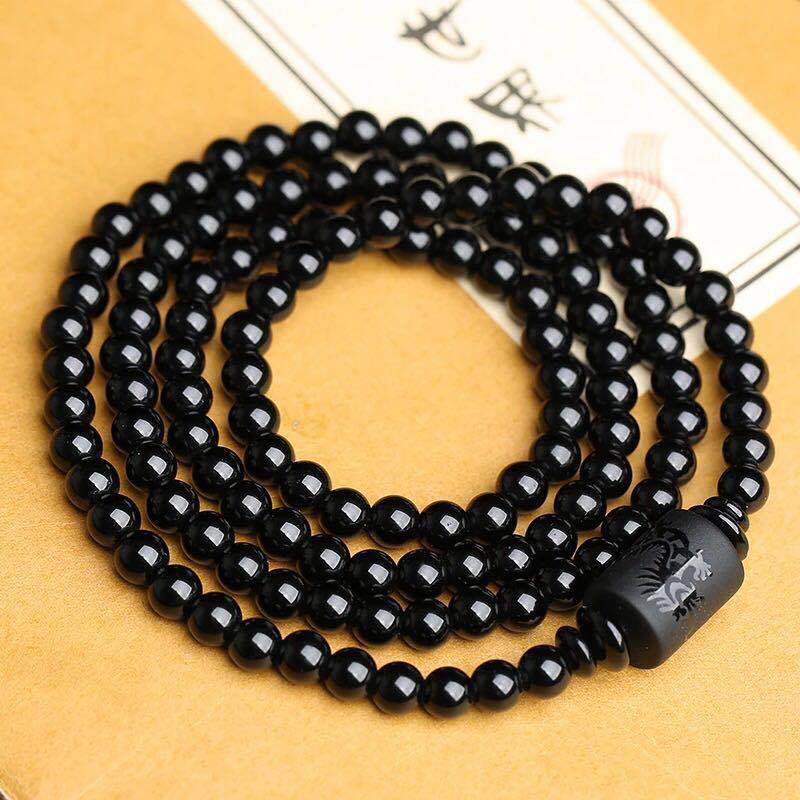 Gelang Magnet Batu Obsidian Warna Hitam Gaya Etnik Untuk Pria Dan Wanita