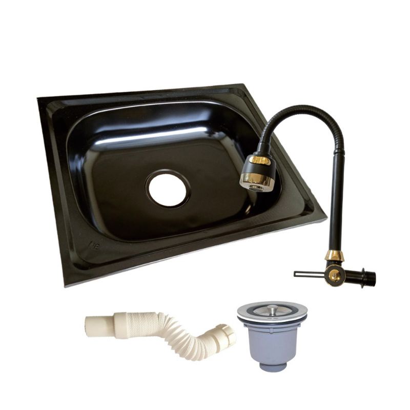 Bak Cuci Piring Wastafel Kitchen Sink Stainless Black 50x40 cm  / Paket Lengkap Bak cuci piring &amp; Kran Air