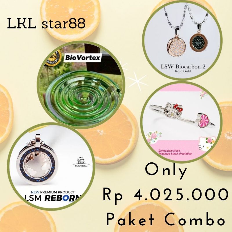 Paket BioGlass Vortex Diameter 10cm + LSM Reborn + Pendant LSW BioCarbon2 Rose Gold + Bangle Hello K