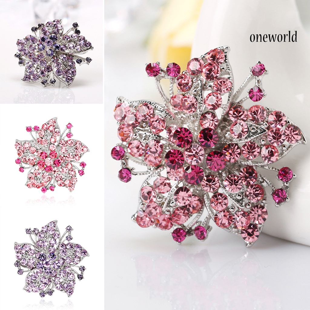 OW@ Badge Pin Elegant Creative Flower Shaped Flower Jewelry Brooch for Gift