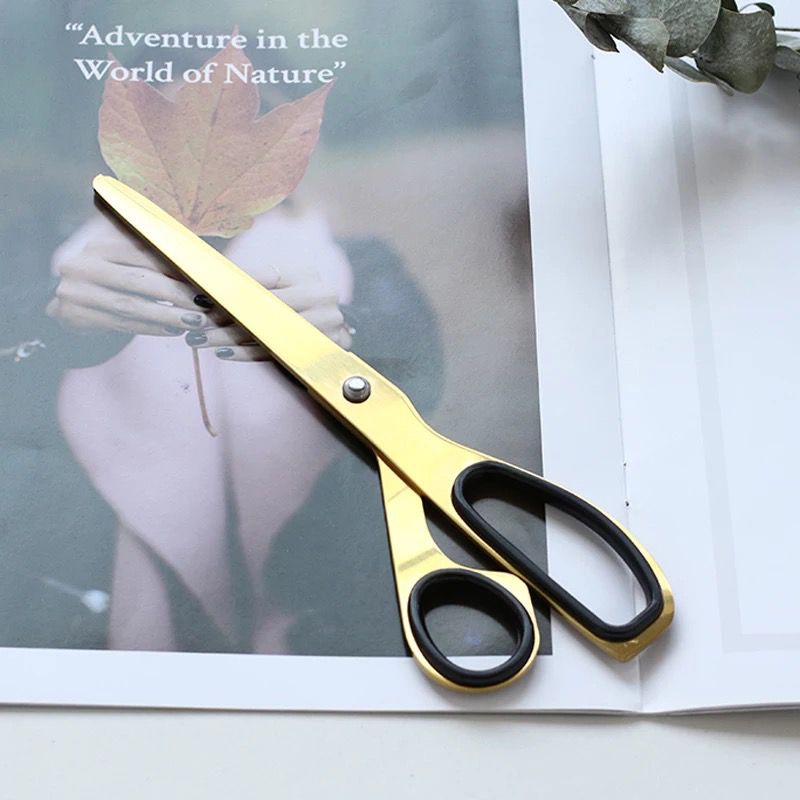 golden scissors asymmetric korean stationery office household / gunting gold korea aesthetic multifungsi serbaguna