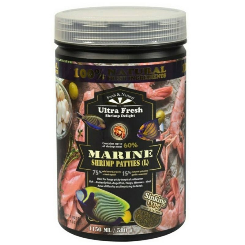 

ultra fresh 580gr marine shrimp patties makanan ikan laut marine ukuran L vitamin perawatan