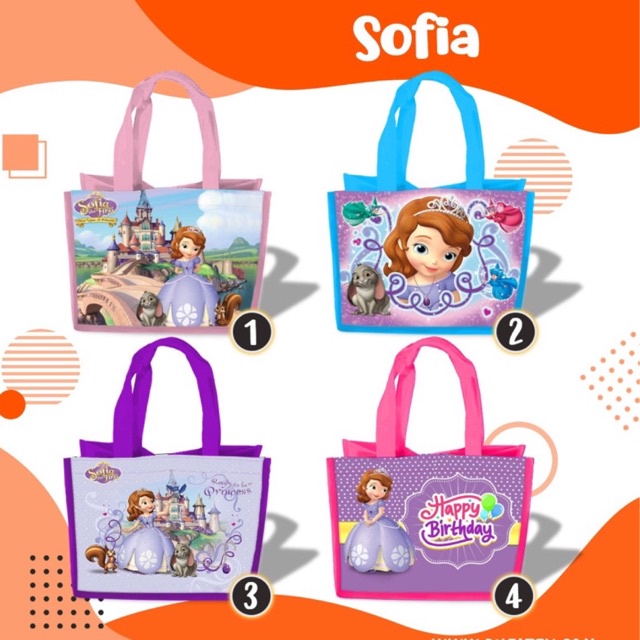 

Tas Goodie Bag Princes sofia Souvenir Ulang Tahun Aqiqah Tasyakuran Kantong Besek Ultah Custom Nama & Foto