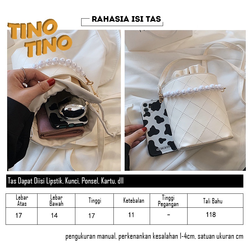 CJWB-8233 TINO TINO Tas Wanita-8233 Tas Selempang Model Serut Dengan Desain Mutiara Fashionable