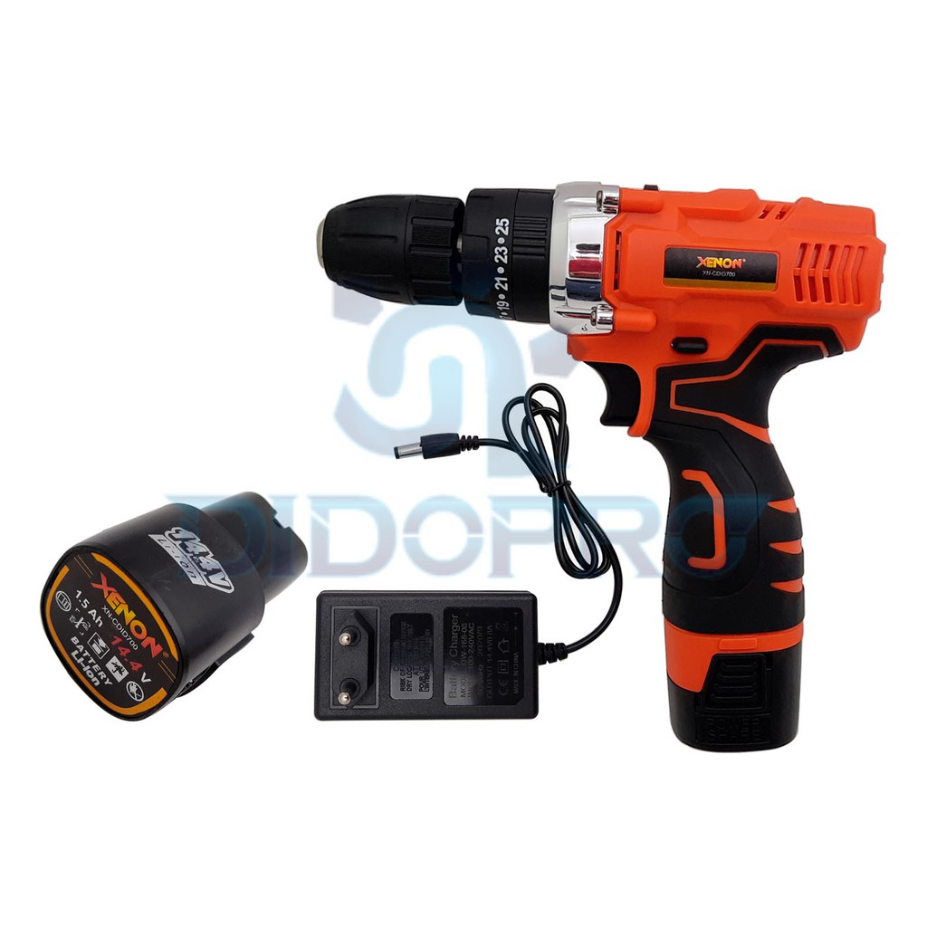 XENON CDID700 MESIN BOR BETON CAS BATERAI CORDLESS IMPACT DRILL 14.4 V