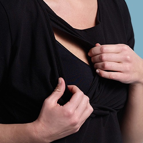 Carriwell Kaj Nursing Shirt Short Sleeve Black S M L XL XXL