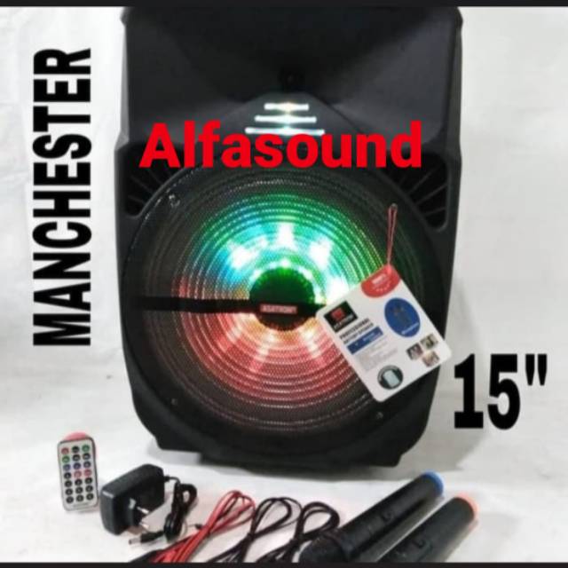 Speaker Portable Asatron Manchester 15 Inch Original Garansi Free Mic