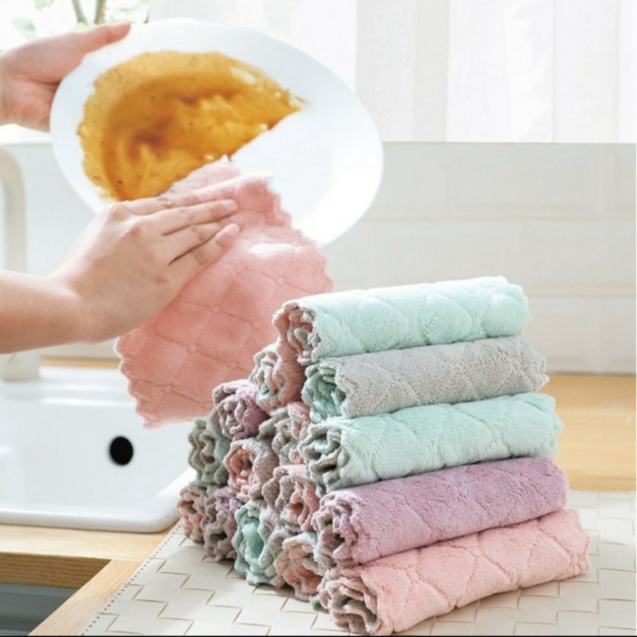 Kain Lap Microfiber Cuci Piring Anti Minyak Dapur Tangan Kaca Wastafel/Lap Viral