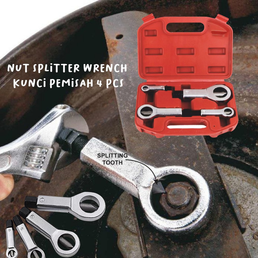 4 pcs Set Nut Splitter Separator - Pembuka Baut Mur Dol