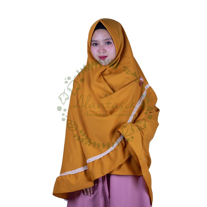 Alantasik - khimar  syari arabian crepe renda / jilbab instan/ humaira arabian R.23