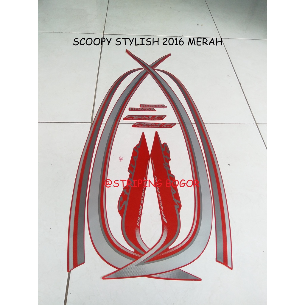 Stiker Striping Motor Honda Scoopy Stylish 2016 Merah Red