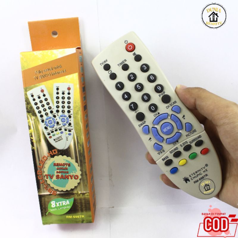 Remot Remote TV SANYO Tabung Slim Flat series tanpa setting