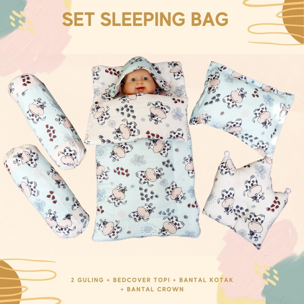 MOO SET SLEEPING BAG LENGKAP MULTIFUNGSI - Selimut Bayi bc akachan guling bedset