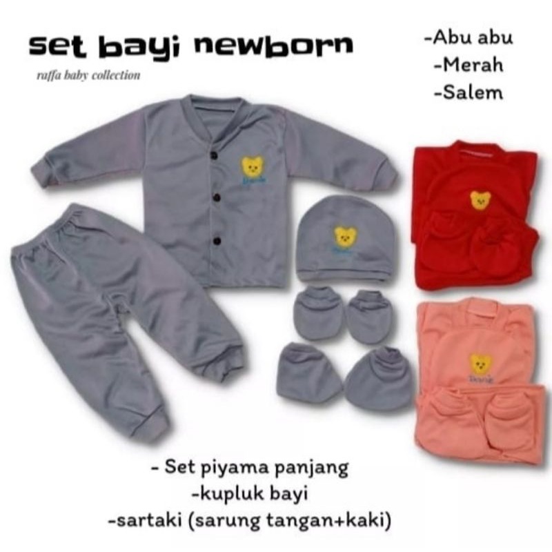 1SET BAJU BAYI/PIYAMA BAYI KOMPLIT+TOPI+SARUNG TANGAN &amp; KAKI BAYI