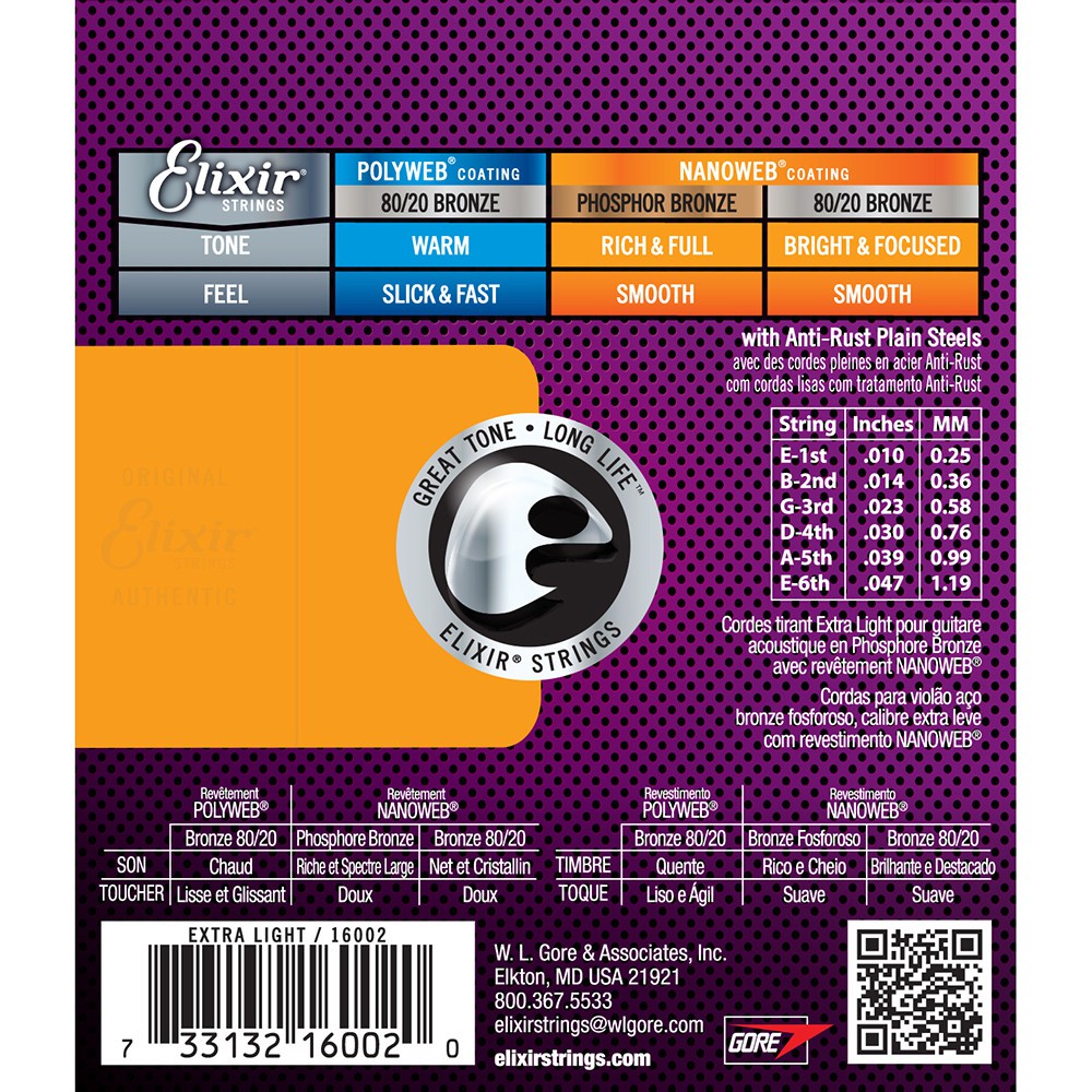 Elixir 6 String Acoustic Guitar Strings - Elixir 16002 010 047 Phosphor Bronze Nanoweb Acoustic Guitar Strings Shopee Indonesia