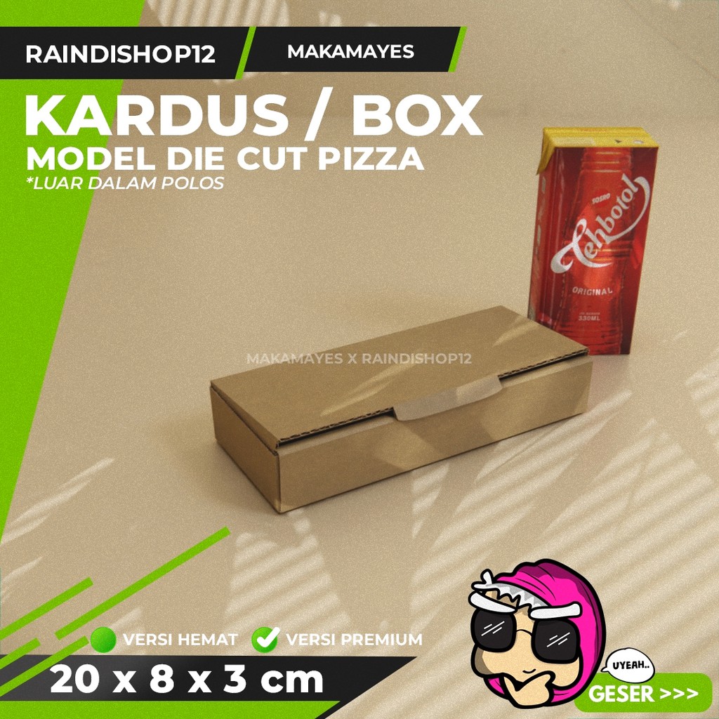 

(MIN 10 PCS) BOX 20 X 8 X 3 CM KARDUS DIE CUT PIZZA KEMASAN PACKAGING KADO