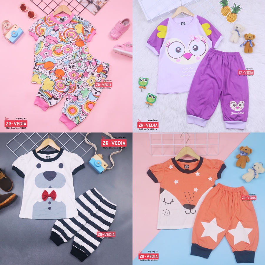 Setelan Momo Kids Size 7-10 Tahun / EXPORT Quality Baju Karakter Kaos Lengan Pendek Celana Pendek