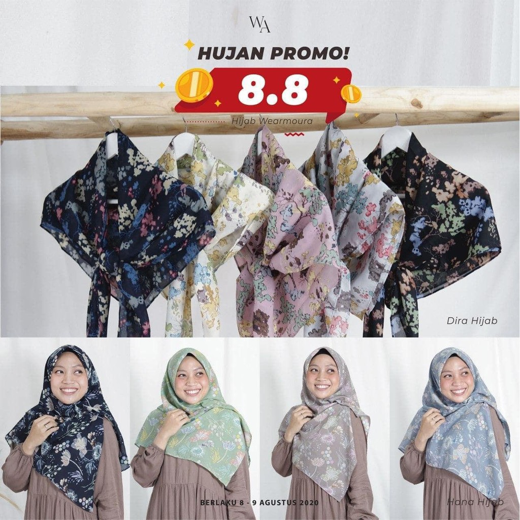 HIJAB CANTIK HANA BY WEARMOURA WARNA  BLUE YANG  ELEGAN 