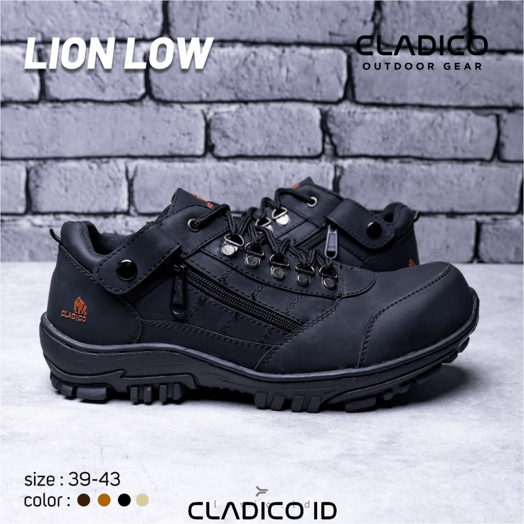 CLADICO Sepatu Safety Pria Boot Pendek Ujung Besi Sefty Lion Low Cowok Kerja Lapangan Proyek Outdoor Mendaki Haiking Berkendara