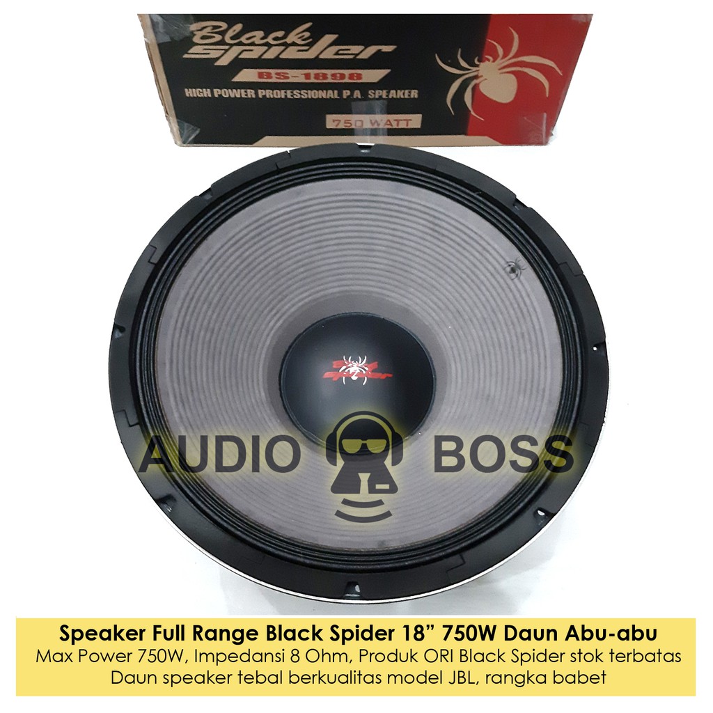 Speaker Full Range 18 Inch 18 In 18in Black Spider BS 1898 Black Spider 1898 750 Watt 750W Babet