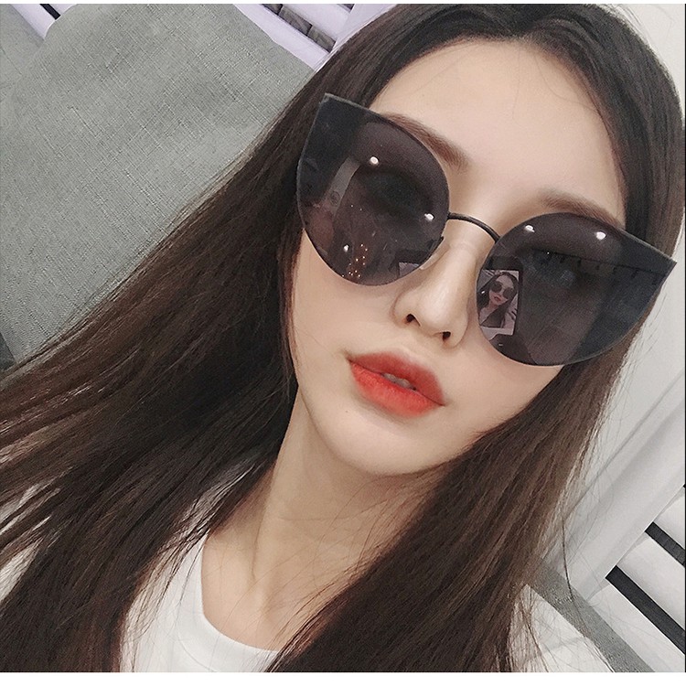 Retaily K703 Kacamata Frame Hitam Model Retro Cat Eye Sunglasses Woman Fashion