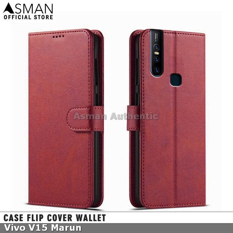 Asman Case Vivo V15 Leather Wallet Flip Cover Premium Edition