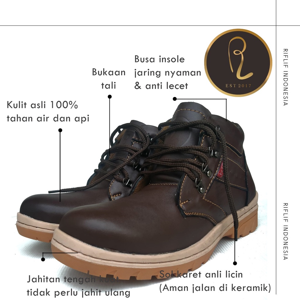 Sepatu Kickers / Sepatu Pria Cowok Boots Buts Semata Kaki Bahan Kulit Asli 100% / Sepatu Kerja Lapangan, Touring, Adventure Laki-laki Sol Karet Murah dan Keren