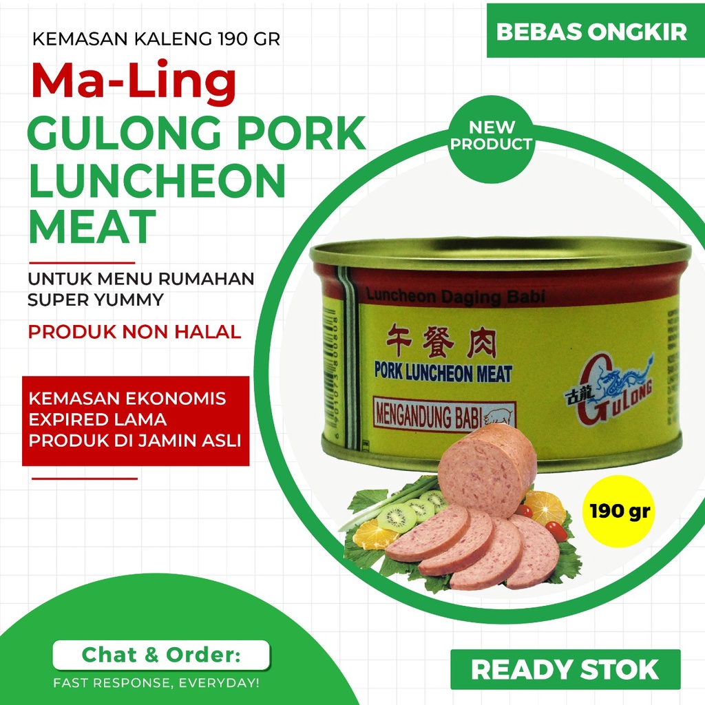 

MALING GULONG / Pork Luncheon Meat GULONG 190 gram - NON HALAL - UKURAN KALENG KECIL