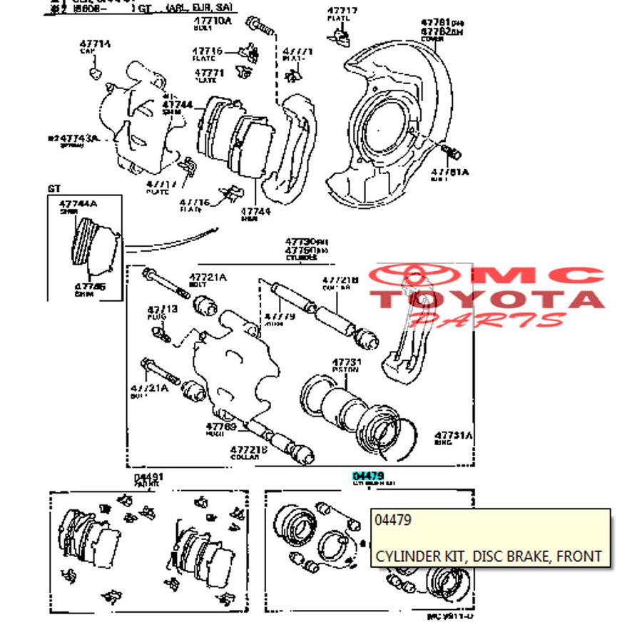 Kaliper Cylinder Kit Karet Rem Starlet Soluna Corola Great 04479-12091